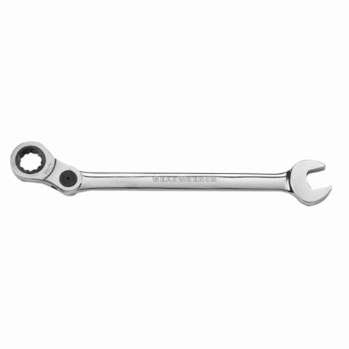 GEARWRENCH® 85443 Indexing Open End Combination Wrench, 13 mm Wrench, 12 Points, 0/15 deg Offset, 7.217 in OAL, Premium Alloy Steel, Polished Chrome